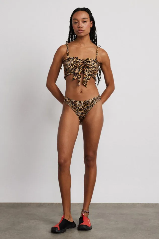 Women Bottoms Damson Madder Classic Shirred Bikini Bottom 8211 Leopard