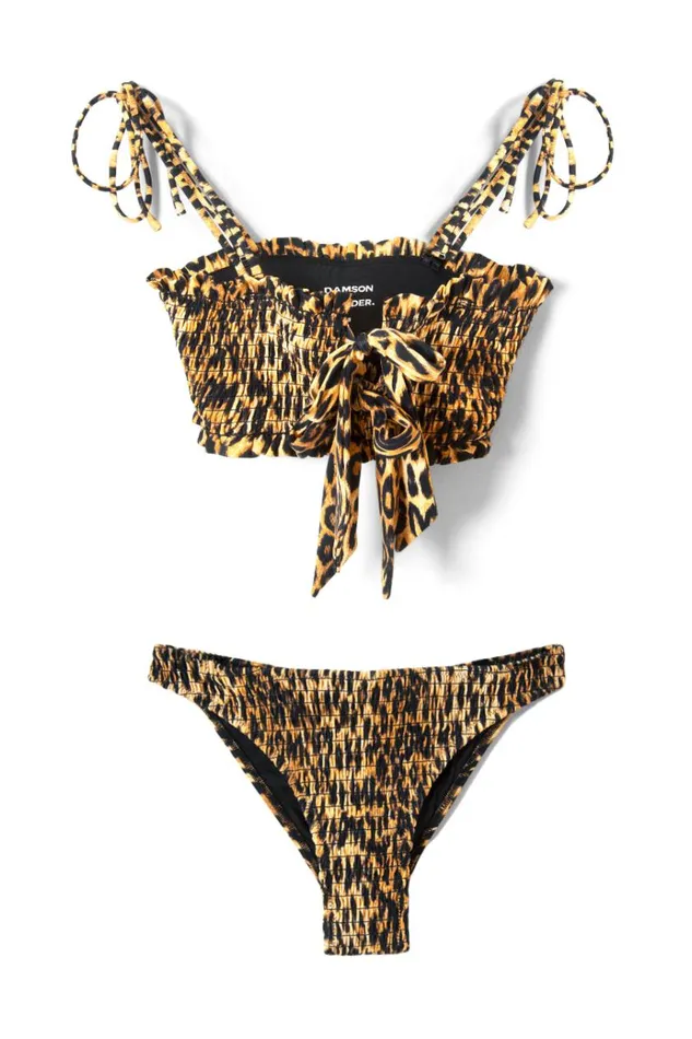 Women Bottoms Damson Madder Classic Shirred Bikini Bottom 8211 Leopard