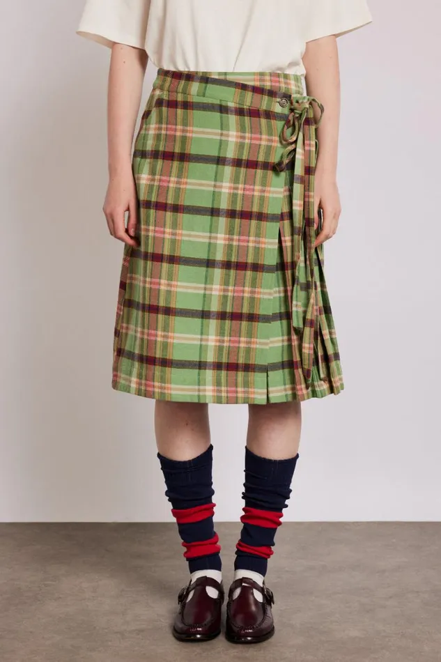 Women Bottoms Damson Madder Kat Kilt 8211 Green Check