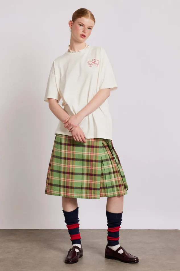 Women Bottoms Damson Madder Kat Kilt 8211 Green Check