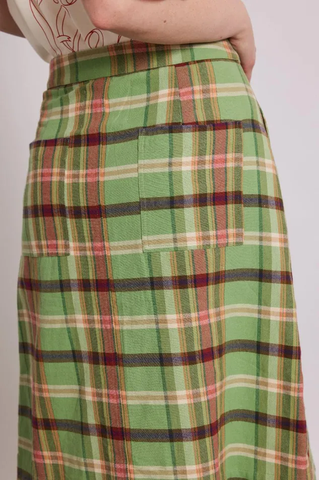 Women Bottoms Damson Madder Kat Kilt 8211 Green Check