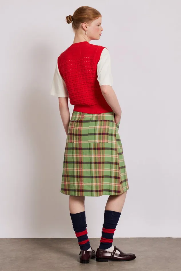 Women Bottoms Damson Madder Kat Kilt 8211 Green Check