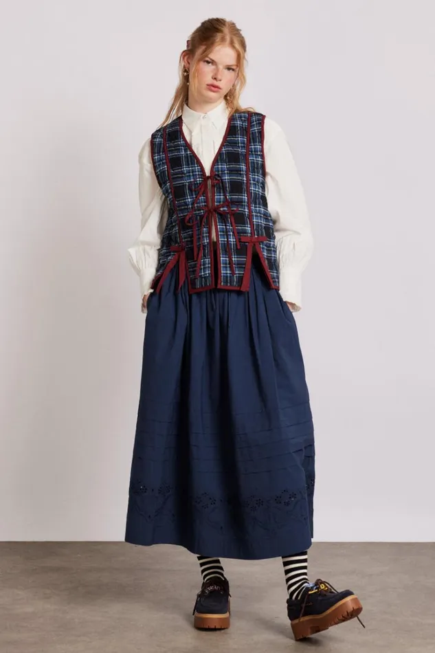 Women Bottoms Damson Madder Kelsey Midi Skirt 8211 Navy
