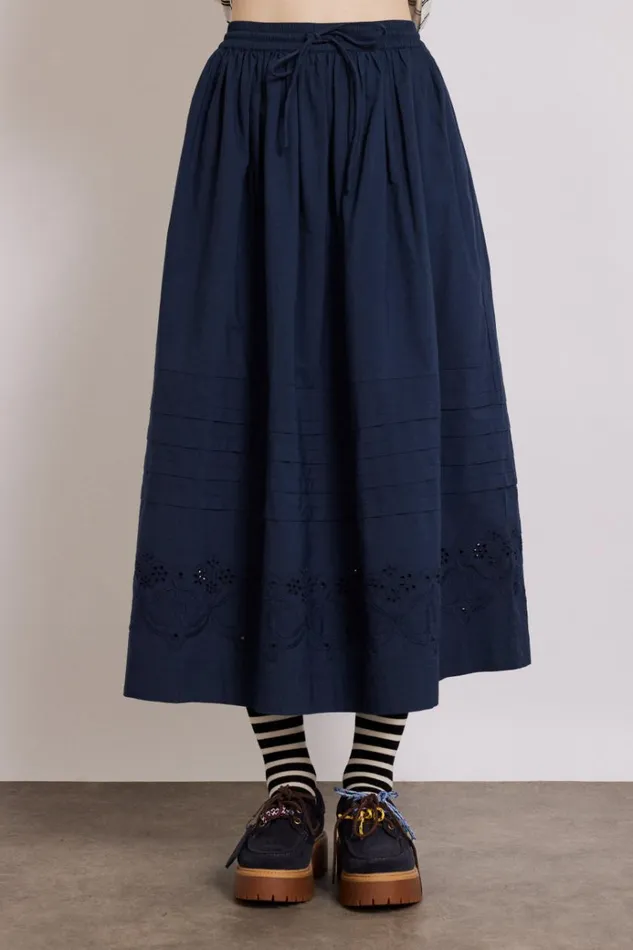 Women Bottoms Damson Madder Kelsey Midi Skirt 8211 Navy
