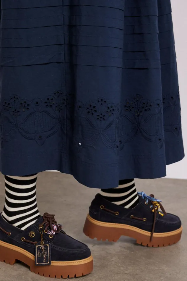 Women Bottoms Damson Madder Kelsey Midi Skirt 8211 Navy
