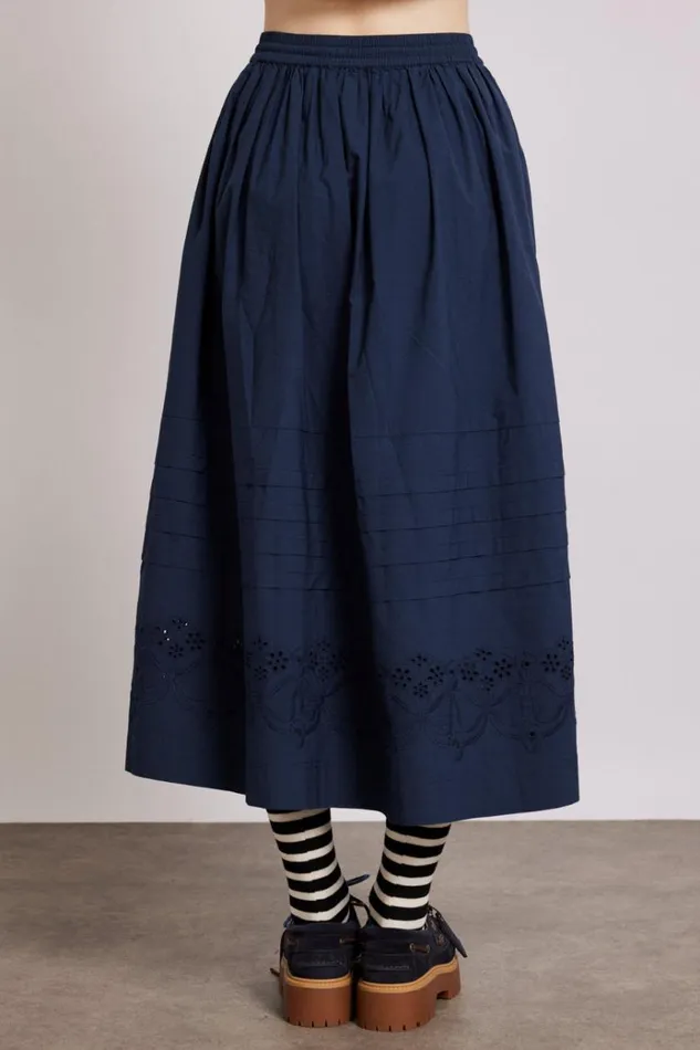 Women Bottoms Damson Madder Kelsey Midi Skirt 8211 Navy