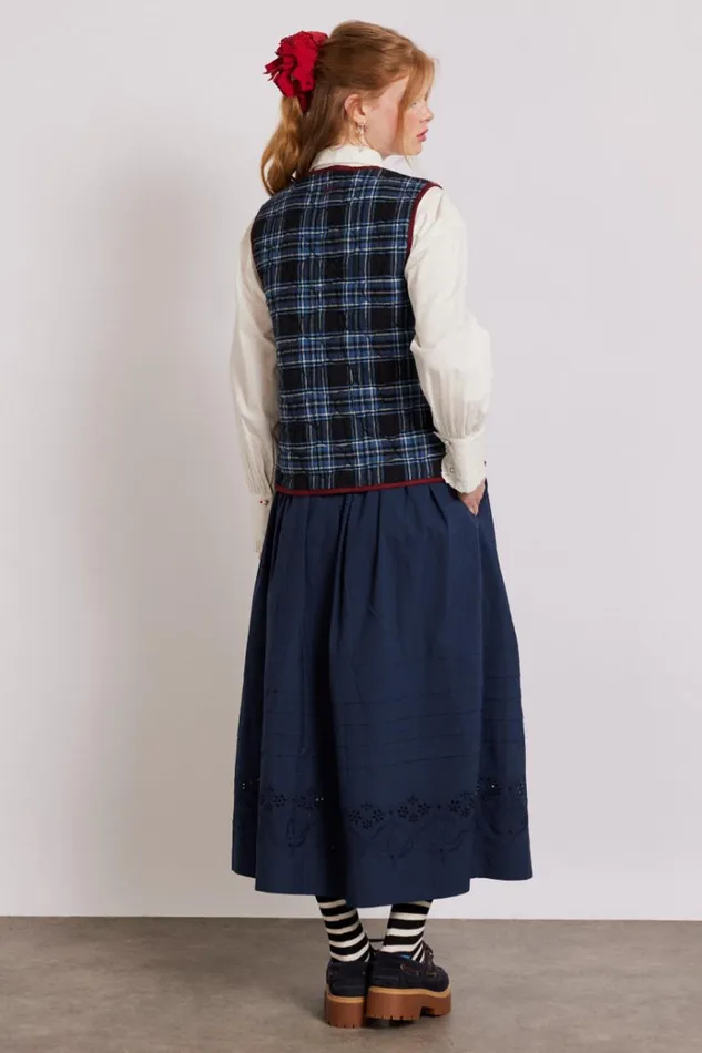Women Bottoms Damson Madder Kelsey Midi Skirt 8211 Navy