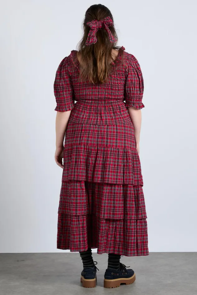 Women Bottoms Damson Madder Malika Ra Ra Midi Skirt 8211 Red Check
