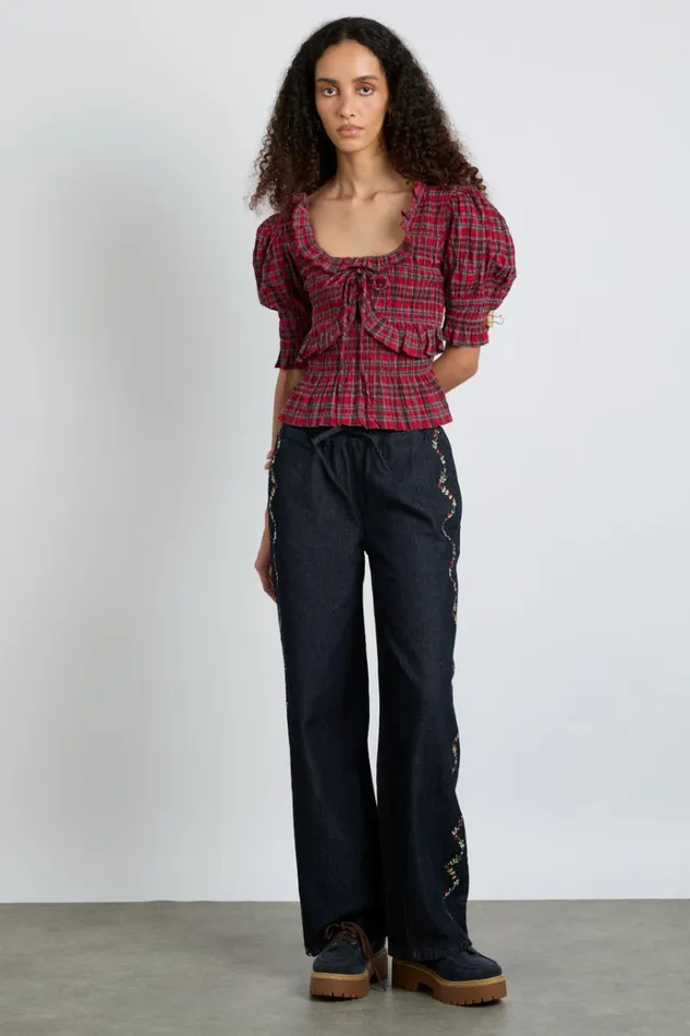 Women Bottoms Damson Madder Rafe Jeans 8211 Embroidered Floral