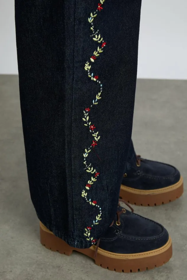 Women Bottoms Damson Madder Rafe Jeans 8211 Embroidered Floral