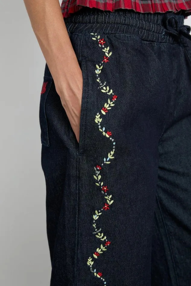 Women Bottoms Damson Madder Rafe Jeans 8211 Embroidered Floral