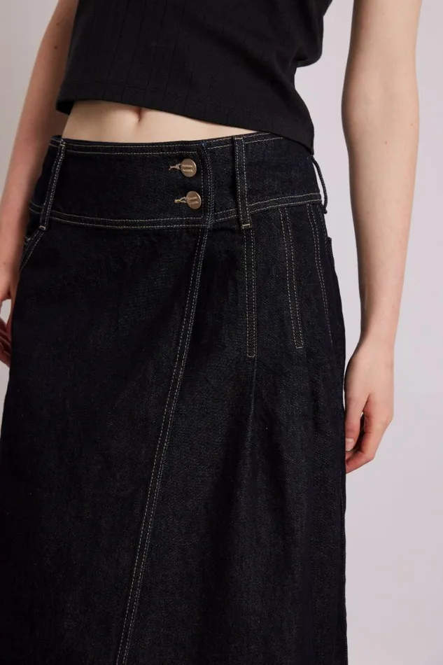 Women Bottoms Damson Madder Raye Denim Skirt 8211 Dark Indigo