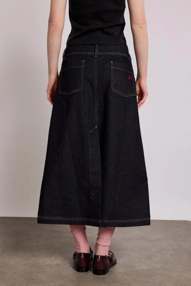 Women Bottoms Damson Madder Raye Denim Skirt 8211 Dark Indigo