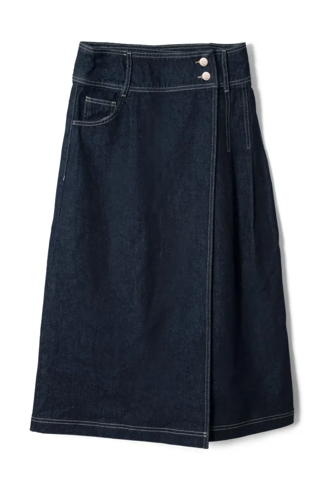 Women Bottoms Damson Madder Raye Denim Skirt 8211 Dark Indigo