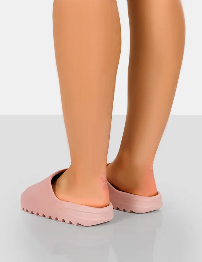 Women Brady Baby Pink Rubber Flat Slider Sandals Pink Public Desire Holiday