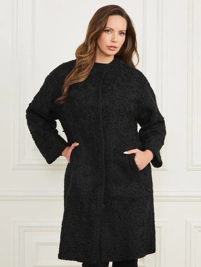Women Braid WoolBlend Coat Black Marciano Jackets