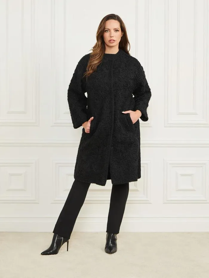 Women Braid WoolBlend Coat Black Marciano Jackets