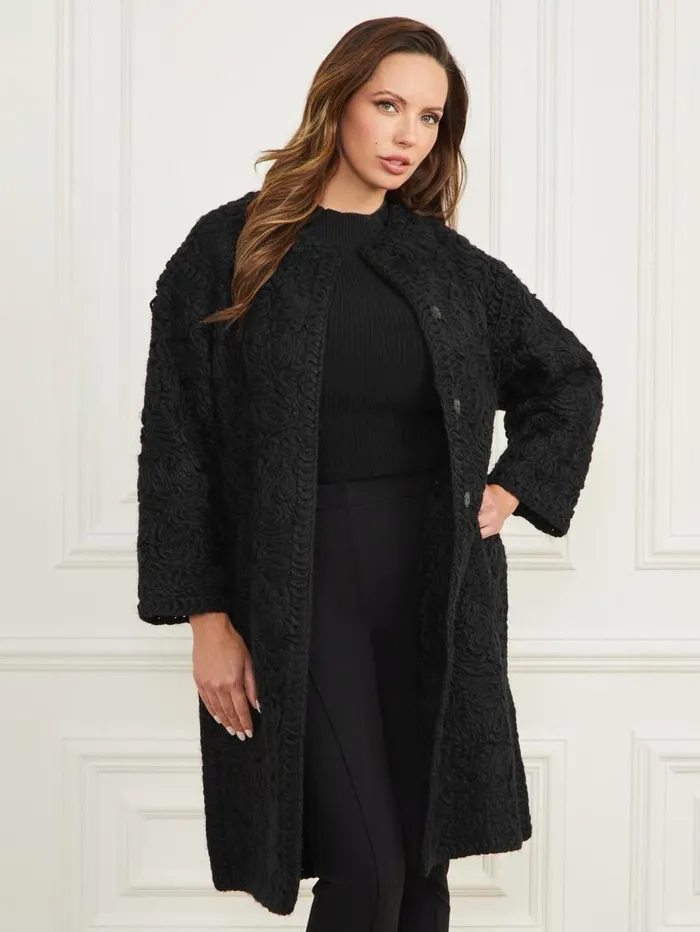 Women Braid WoolBlend Coat Black Marciano Jackets