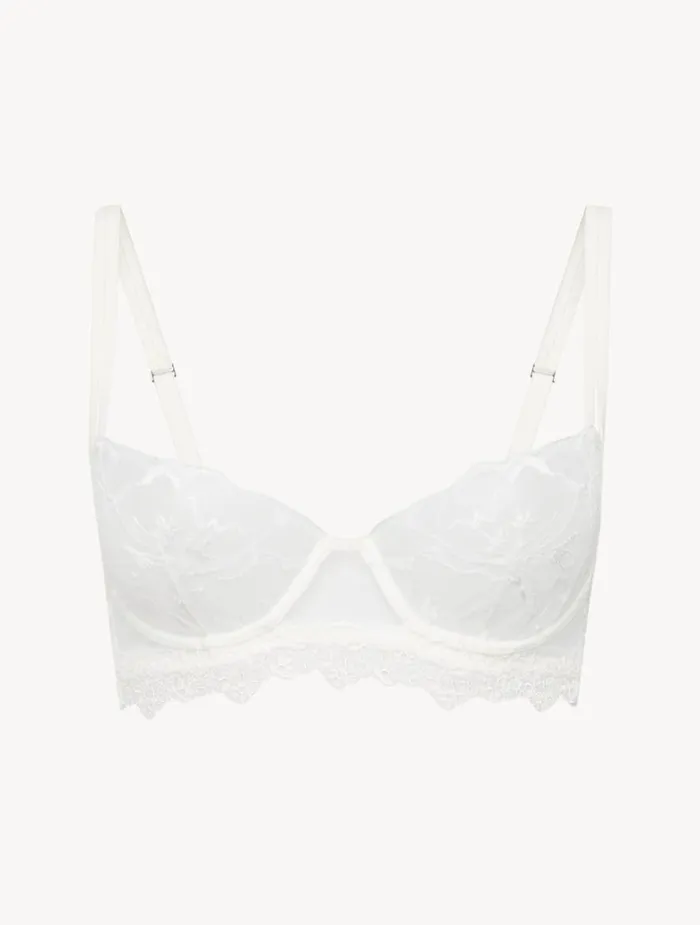 Women Bras La Perla Balconette Bra In Off White With Leavers Lace