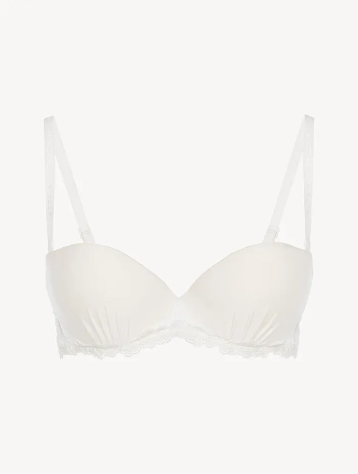 Women Bras La Perla Bandeau Bra In Offwhite Lycra With Embroidered Tulle