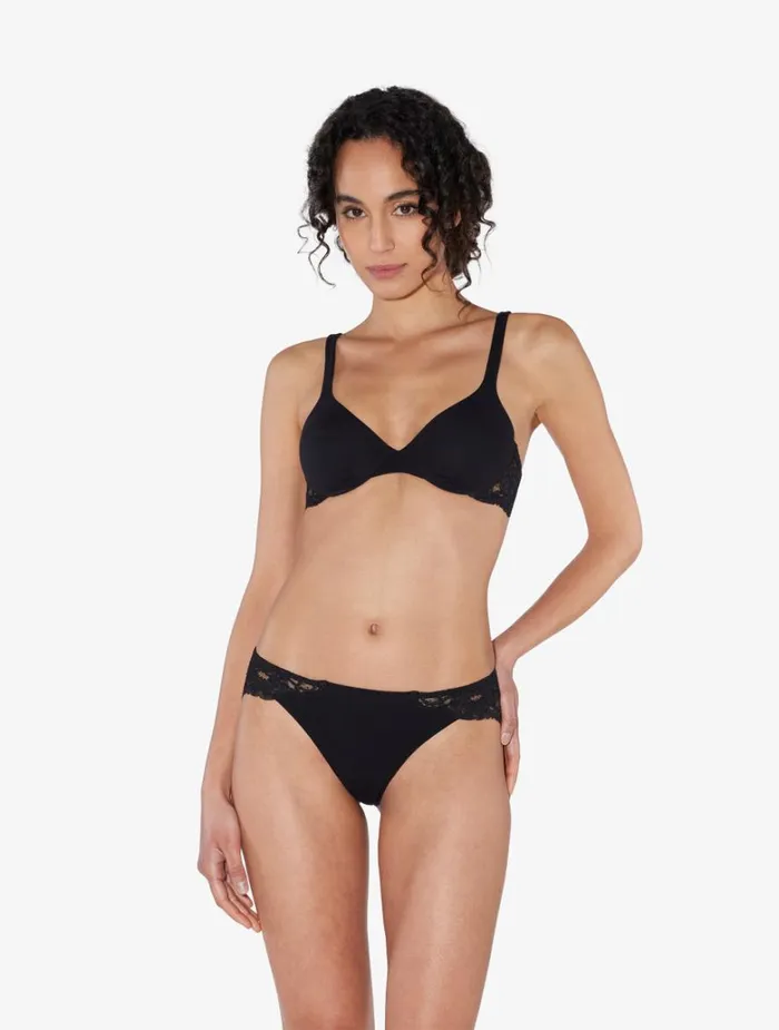 Women Bras La Perla Black Lace And Cotton Underwired Bra