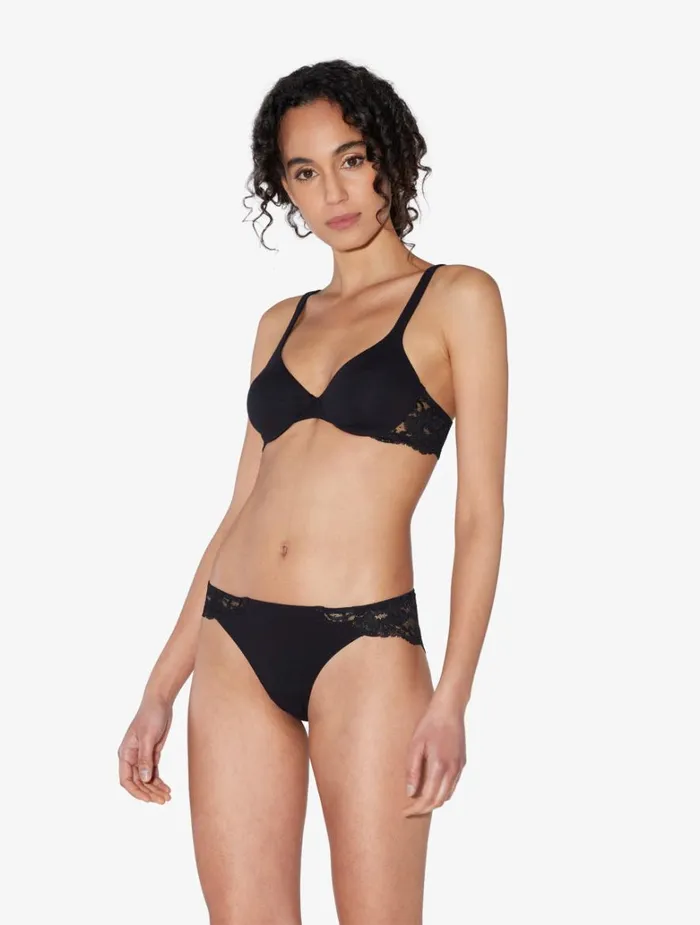 Women Bras La Perla Black Lace And Cotton Underwired Bra