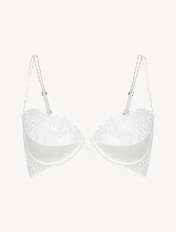 Women Bras La Perla Offwhite Underwired Balconette Bra With Leavers Lace Trim Women Bras La Perla Offwhite Underwired Balconette Bra With Leavers Lace Trim