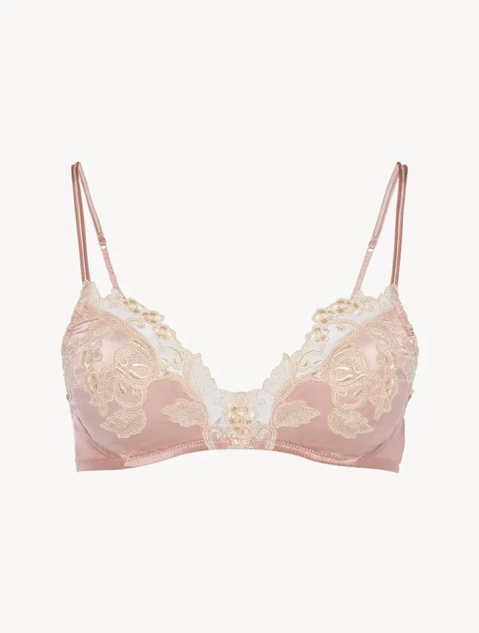 Women Bras La Perla Powder Pink Silk Triangle Bra With Frastaglio