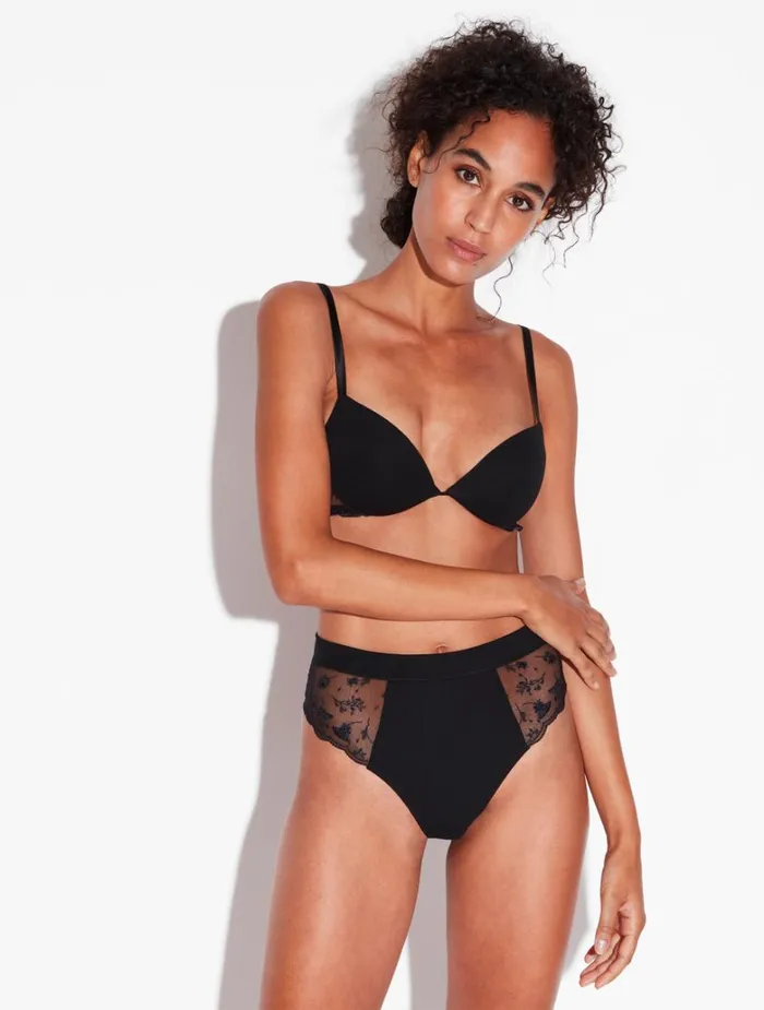 Women Bras La Perla Push Up Bra In Onyx With Embroidered Tulle
