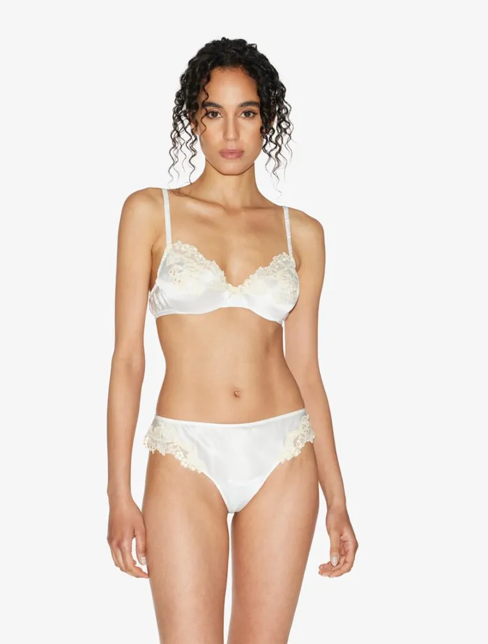 Women Bras La Perla Silk Underwired Bra In White With Ivory Frastaglio