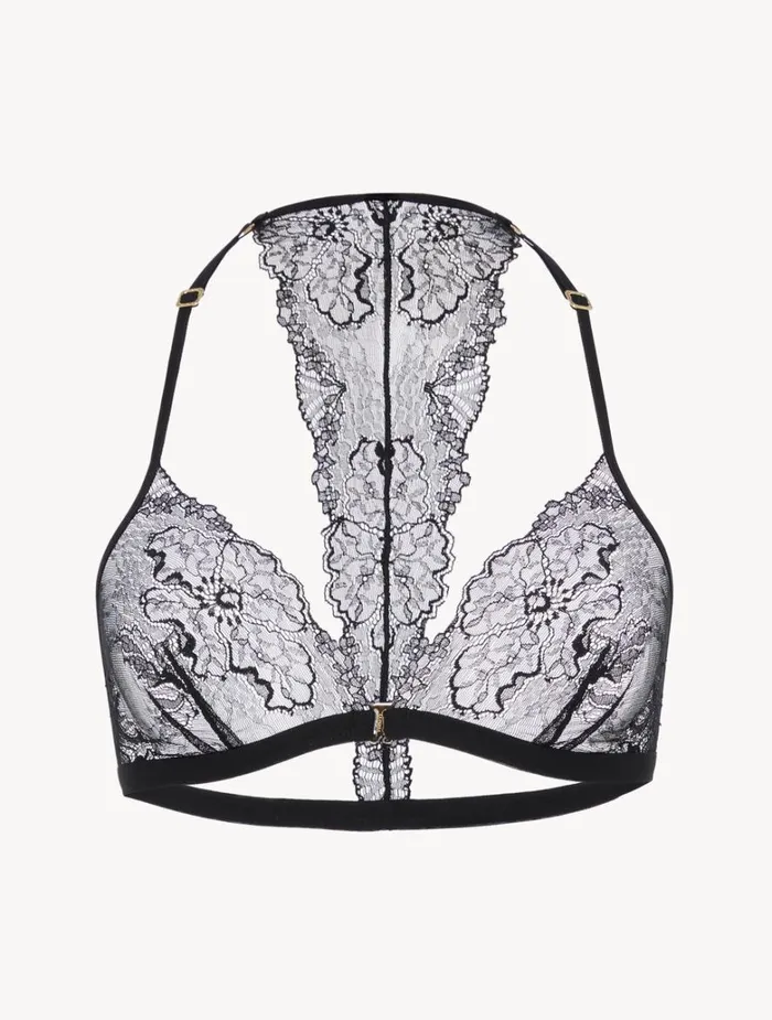 Women Bras La Perla Soft Triangle Bra In Black With Leavers Lace