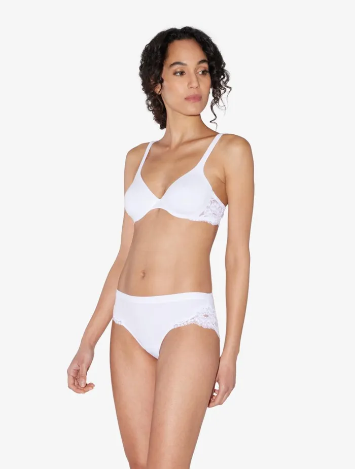 Women Bras La Perla White Lace And Cotton Underwired Bra