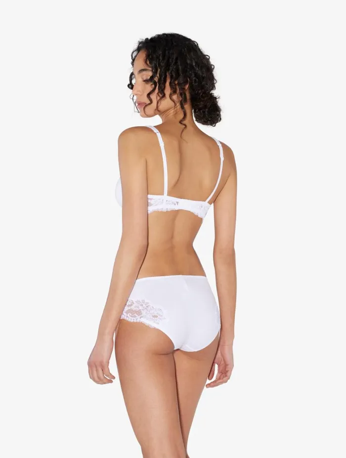 Women Bras La Perla White Lace And Cotton Underwired Bra