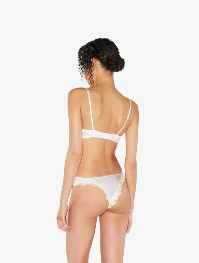 Women Bras La Perla White Silk Triangle Bra With Ivory Frastaglio