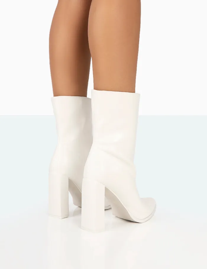 Women Bridget White Block Heel Ankle Boots White Public Desire Ankle Boots