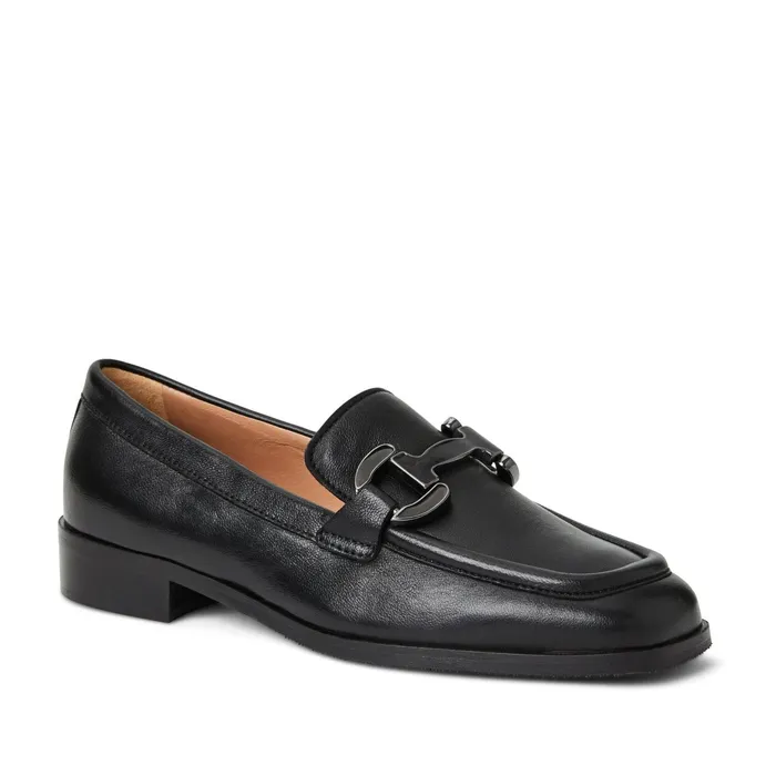 Women Bruno Magli Flats and Loafers Natalie Square Toe LoaferBlack Leather