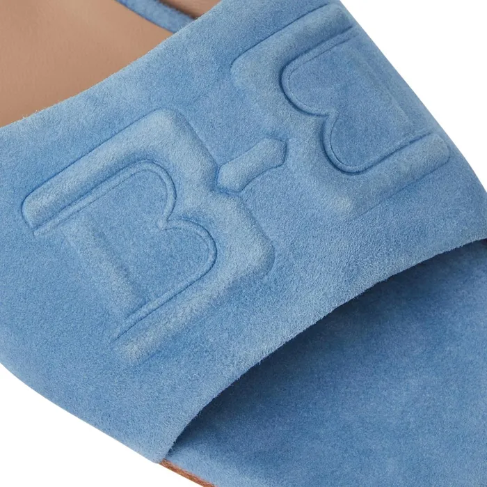 Women Bruno Magli Sandals and Slides FABIA Single Banded Slide LIGHT BLUE SUEDE