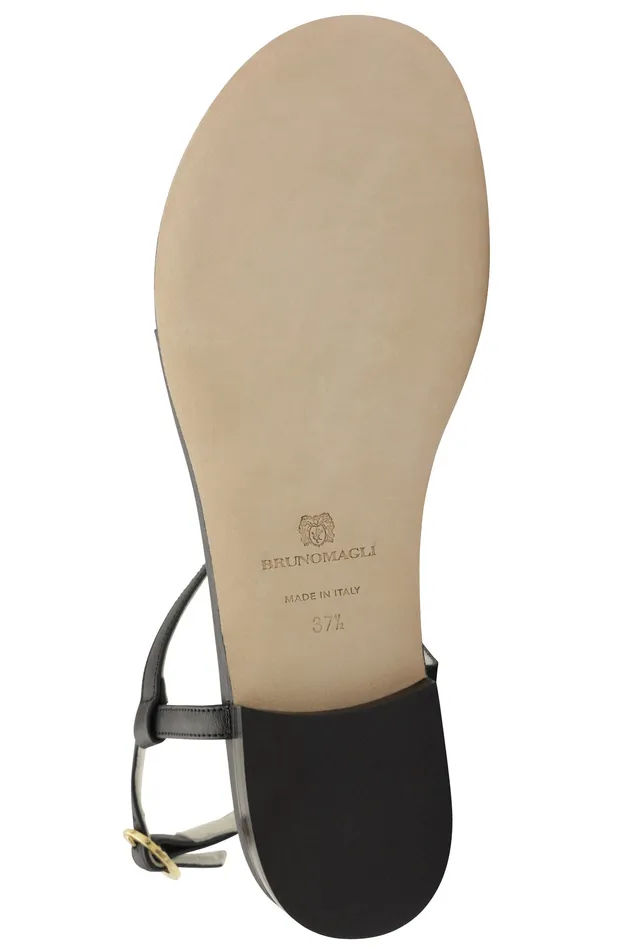 Women Bruno Magli Sandals and Slides Marina Leather Embellished Thong Sandal 8211 Black
