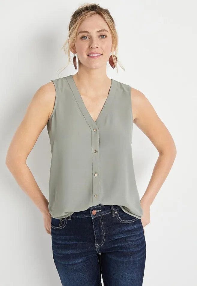 Women Button Down Tank Top Maurices Tops