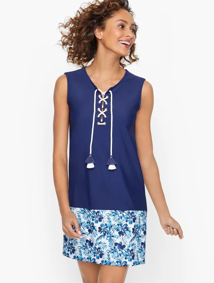 Women Cabana Life Talbots Cabana Life LaceUp Beach Dress India Ink Multi