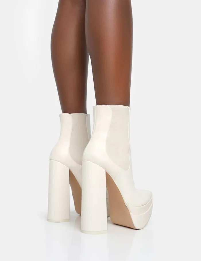 Women CADY ECRU PU Neutral Public Desire Ankle Boots