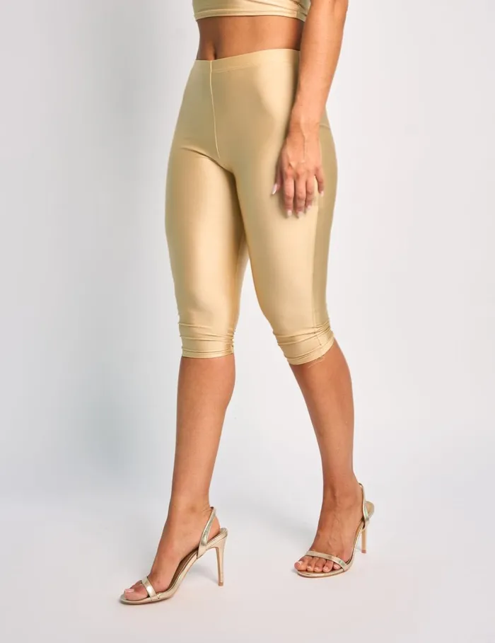 Women Capri Leggings Co Ord Gold Gold Public Desire Festival