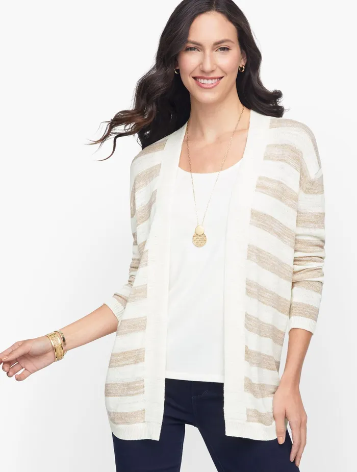 Women Cardigans And Jackets Talbots Dropped Shoulder Open Cardigan Ivorysand Castle