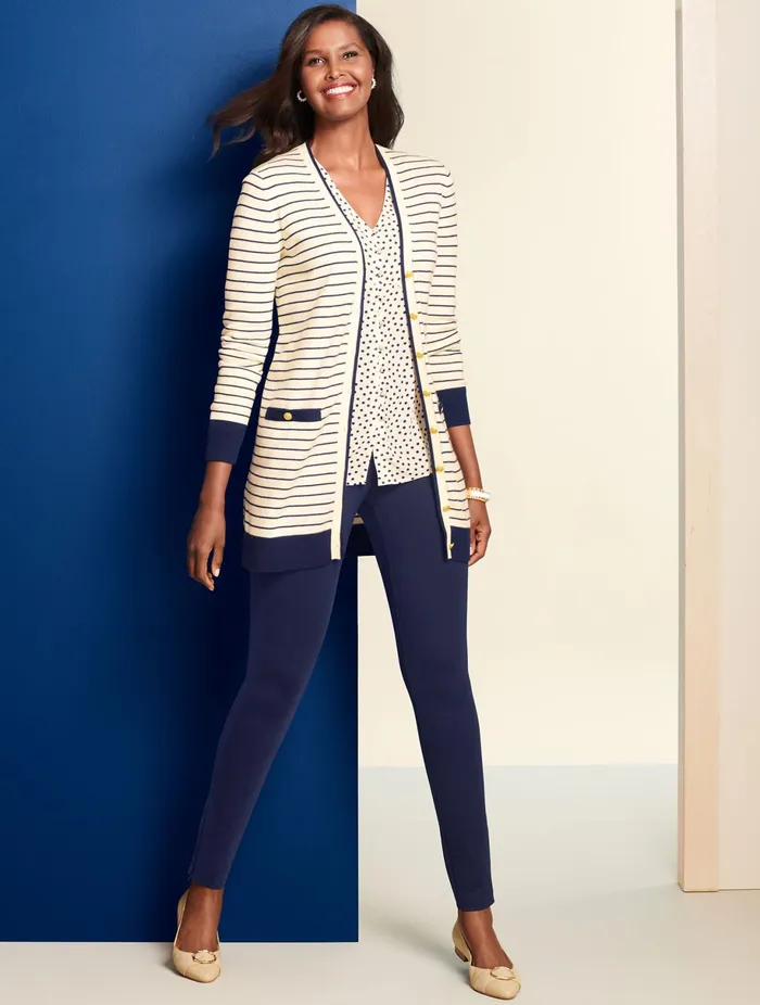 Women Cardigans And Jackets Talbots Supersoft Tipped Cardigan Whiteindigo