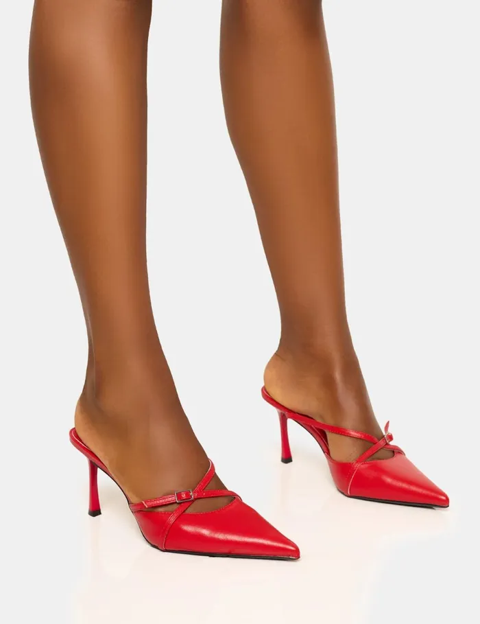 Women Casanova Red Buckle Detail Mid Heel Mules Red Public Desire Heeled Mules Women Casanova Red Buckle Detail Mid Heel Mules Red Public Desire Heeled Mules