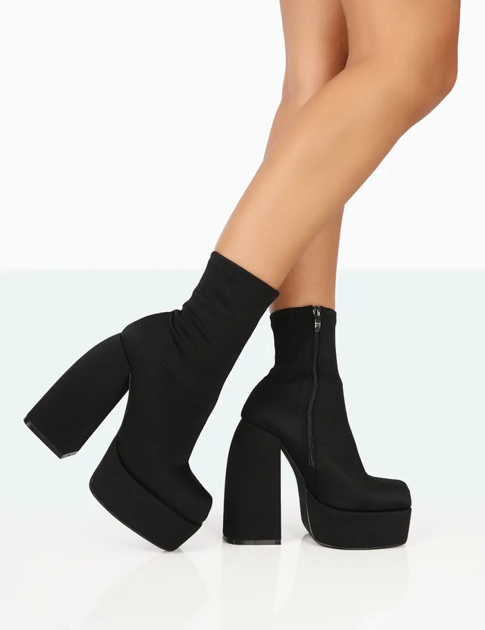 Women Charlie Black Nylon Square Toe Block Heel Ankle Boots Black Public Desire Ankle Boots Women Charlie Black Nylon Square Toe Block Heel Ankle Boots Black Public Desire Ankle Boots