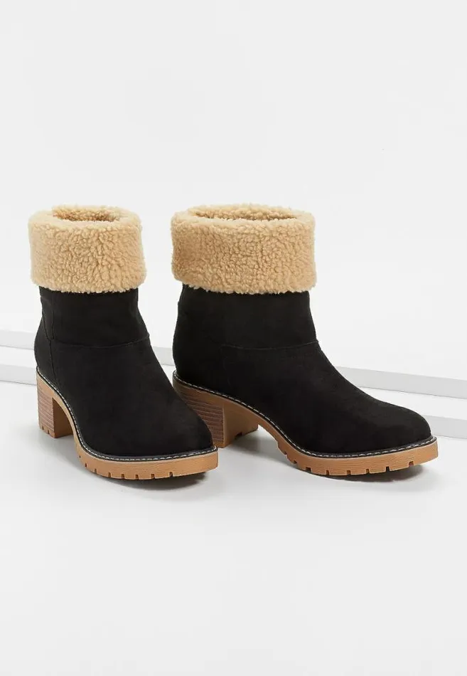 Women Christa Sherpa Collar Pull On Ankle Bootie Maurices Boots