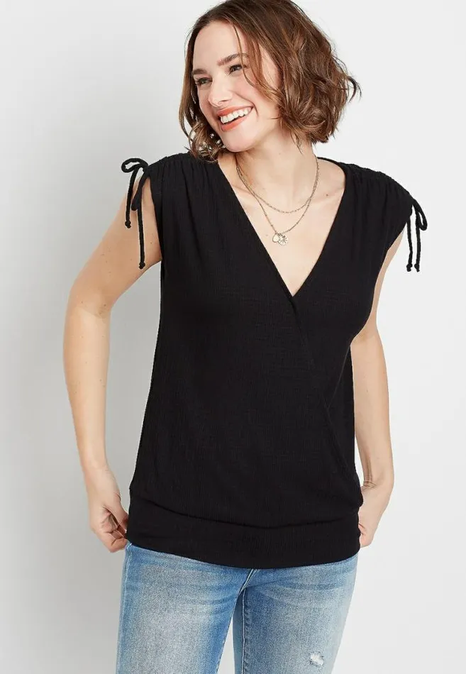 Women Cinched Sleeve Tank Top Maurices Tops
