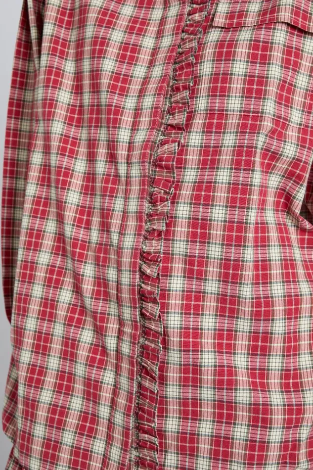 Women Coords Damson Madder Kylie Ruffle Shirt 8211 Red Check