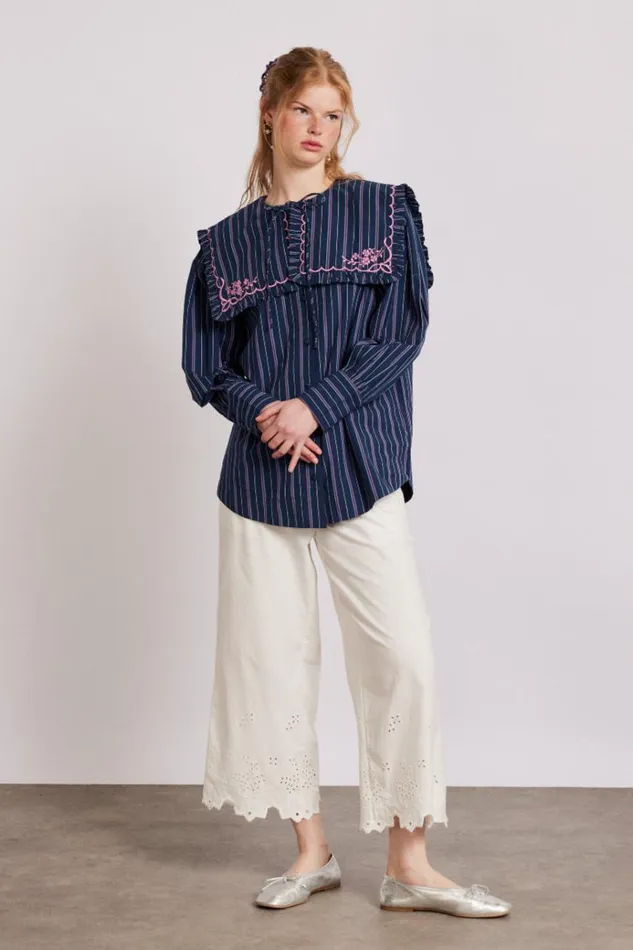 Women Coords Damson Madder Lana Trousers 8211 White Broderie